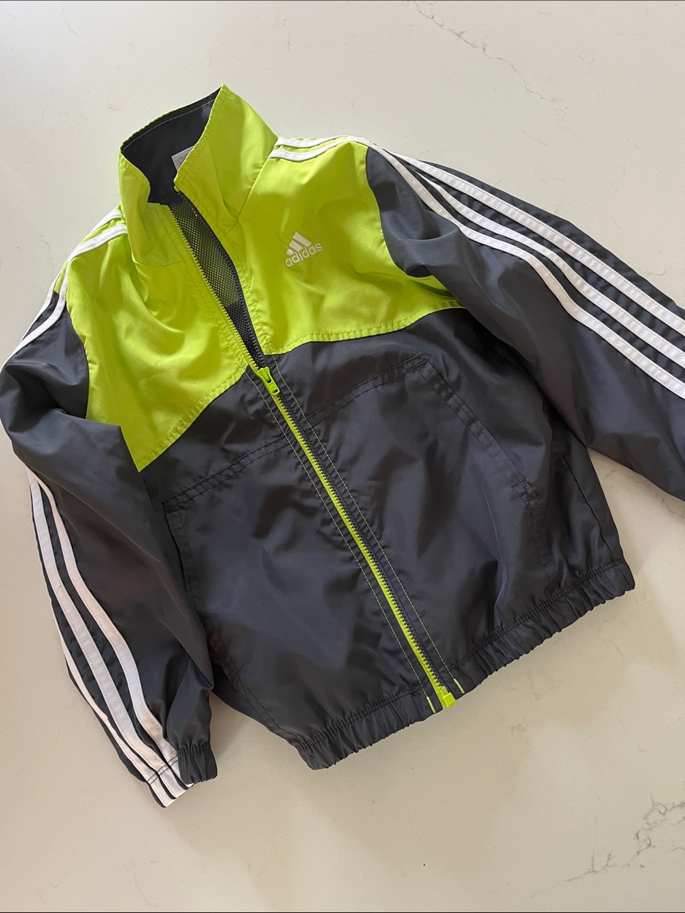 adidas Lime Green and Charcoal Zip-Up Track Jacket